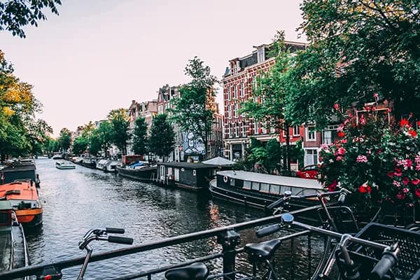 Amsterdam canal with bike