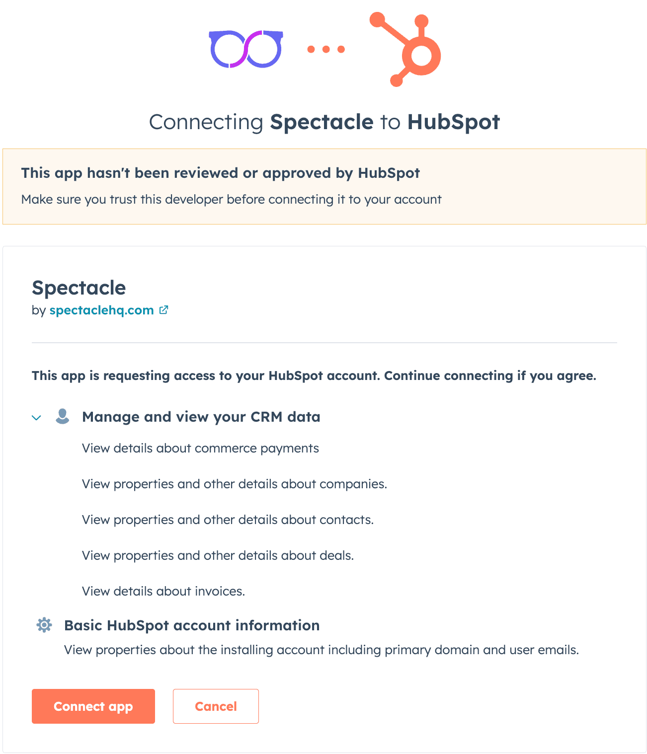 Connecting Spectacle to HubSpot